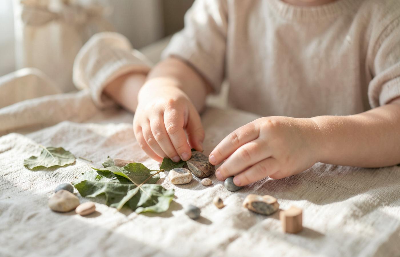 Little hands discovering natural treasures